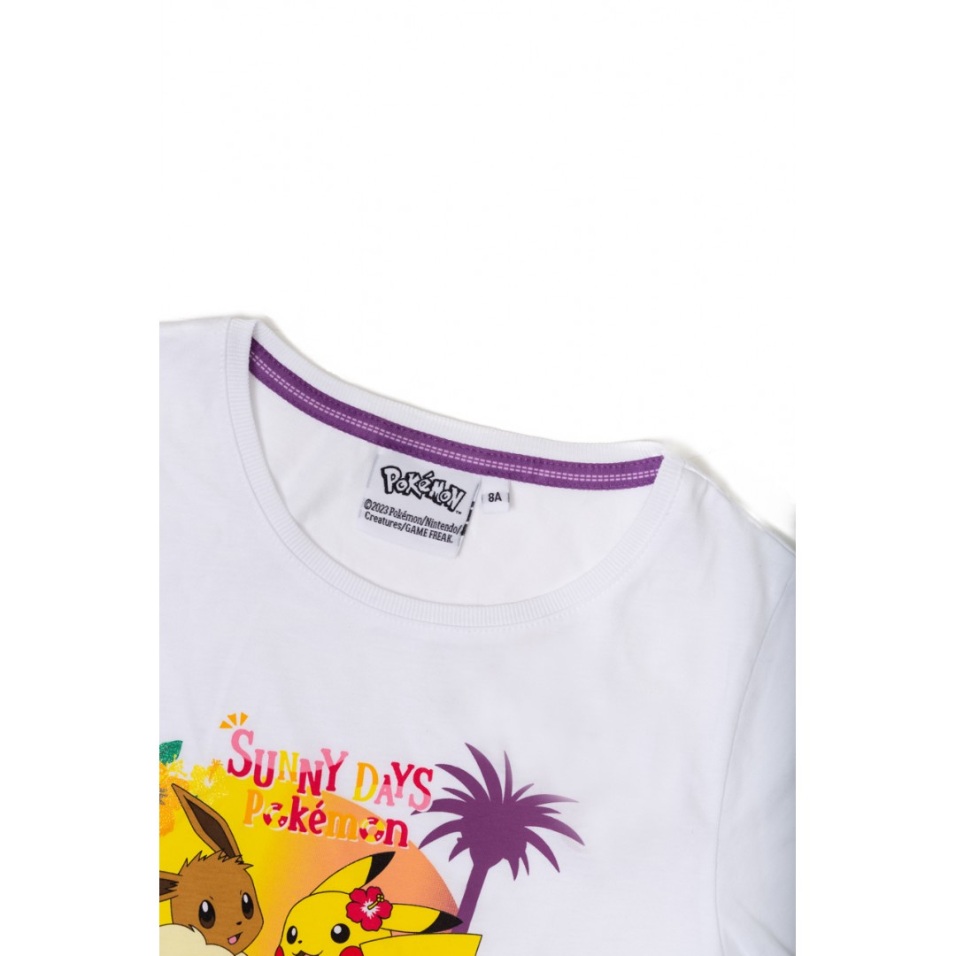 ORİJİNAL POKEMON PIKACHU SİMLİ BASKILI PAMUK COCUK T-SHIRT- 54938-BEYAZ