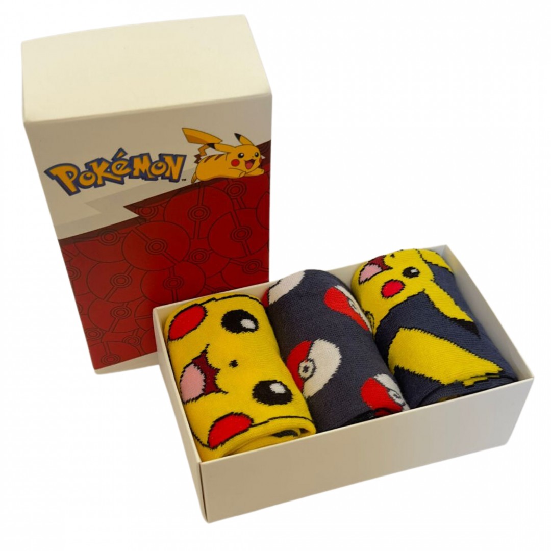 ORİJİNAL POKEMON PIKACHU UNISEX KADIN ERKEK 3 LÜ ÇORAP SETİ NW1060