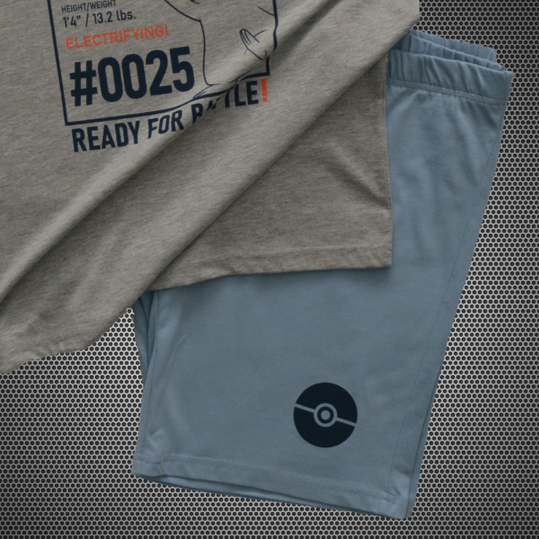 ORİJİNAL POKEMON ERKEK ALT ÜST TİŞÖRT ŞORT PİJAMA TAKIM GRİ-MAVİ 55218