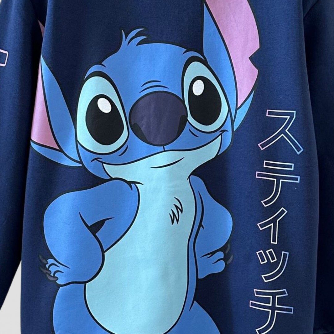 ORİJİNAL DISNEY STITCH BASKILI KAPÜŞONLU SWEATSHIRT ŞARDONLU 55129 MOR