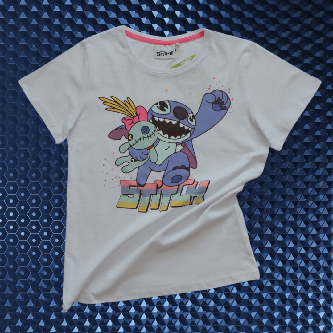 ORİJİNAL DISNEY STITCH %100 PAMUK KIZ ÇOCUK KISA KOL TİŞÖRT BEYAZ 55130