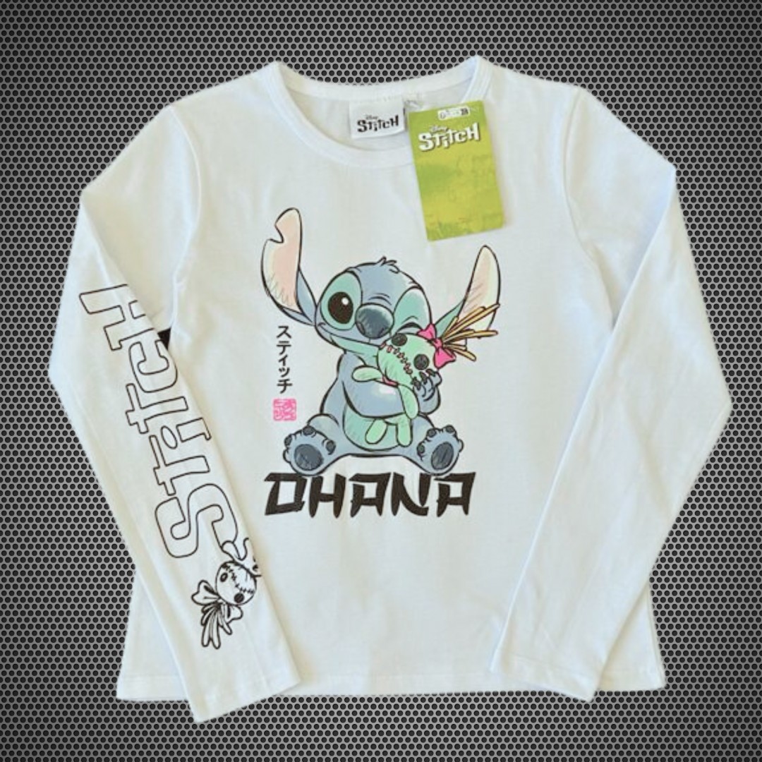 ORİJİNAL DISNEY STITCH KIZ ÇOCUK UZUN KOL TİŞÖRT 55217 BEYAZ