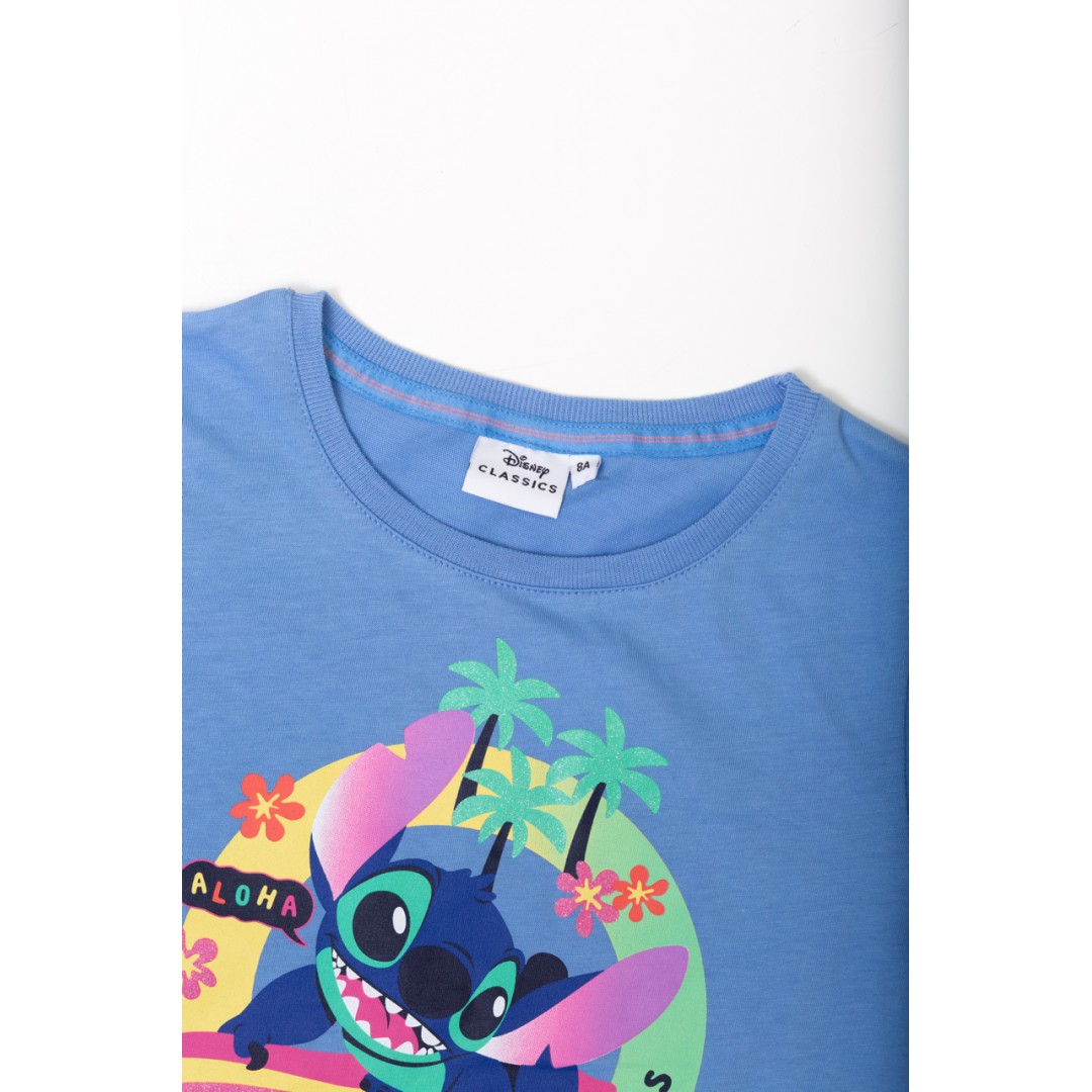 ORİJİNAL DISNEY STITCH SİMLİ BASKILI ÇOCUK T-SHIRT- 54937-MAVİ