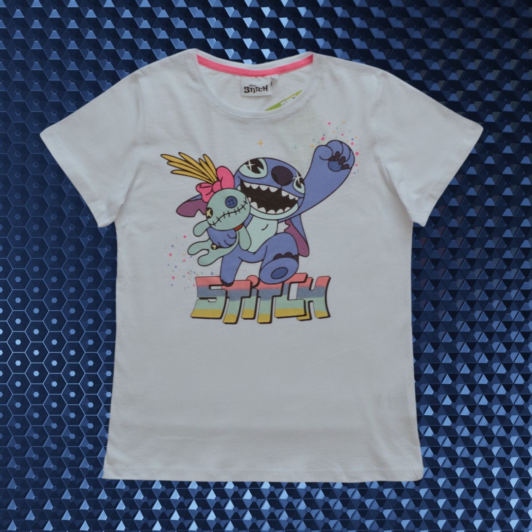 ORİJİNAL DISNEY STITCH %100 PAMUK KIZ ÇOCUK KISA KOL TİŞÖRT BEYAZ 55130