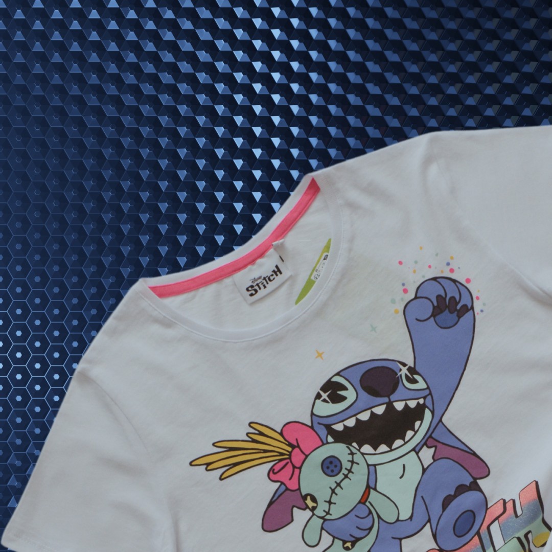 ORİJİNAL DISNEY STITCH %100 PAMUK KIZ ÇOCUK KISA KOL TİŞÖRT BEYAZ 55130