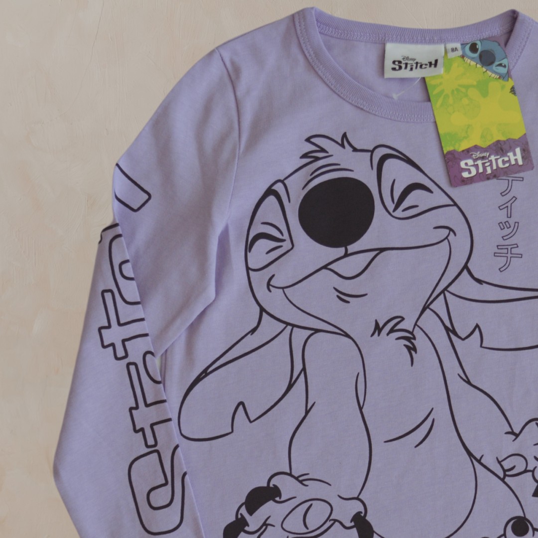 ORİJİNAL DISNEY STITCH KIZ ÇOCUK UZUN KOL TİŞÖRT 55128 MOR