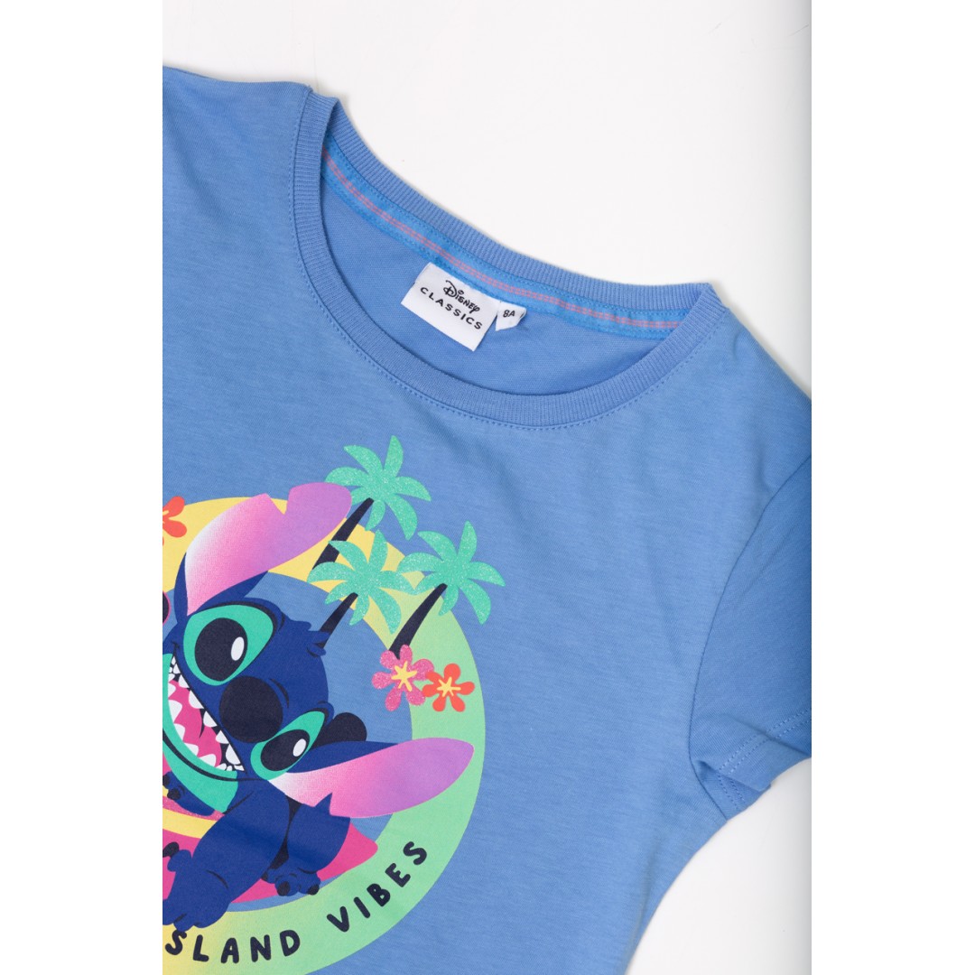ORİJİNAL DISNEY STITCH SİMLİ BASKILI ÇOCUK T-SHIRT- 54937-MAVİ