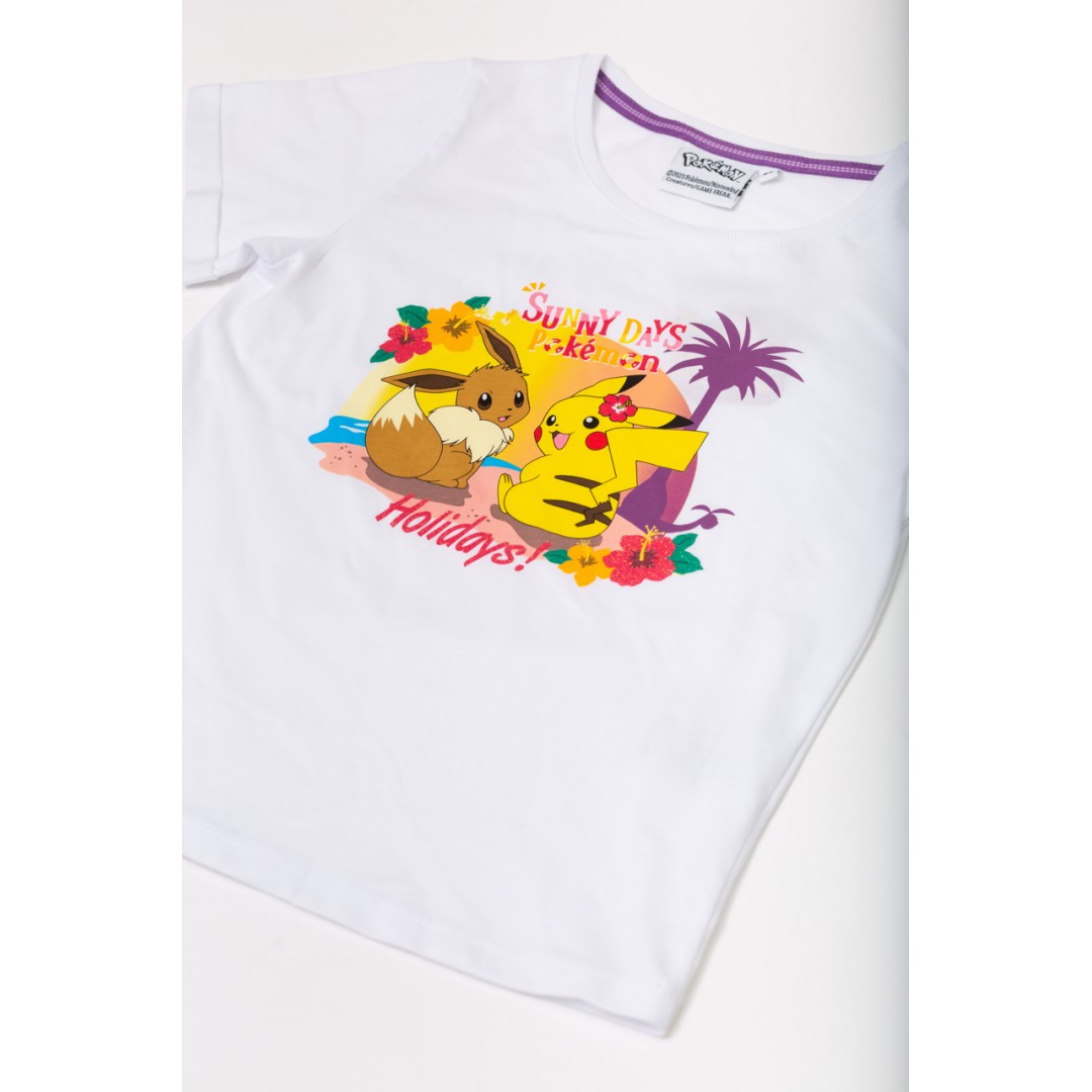 ORİJİNAL POKEMON PIKACHU SİMLİ BASKILI PAMUK COCUK T-SHIRT- 54938-BEYAZ