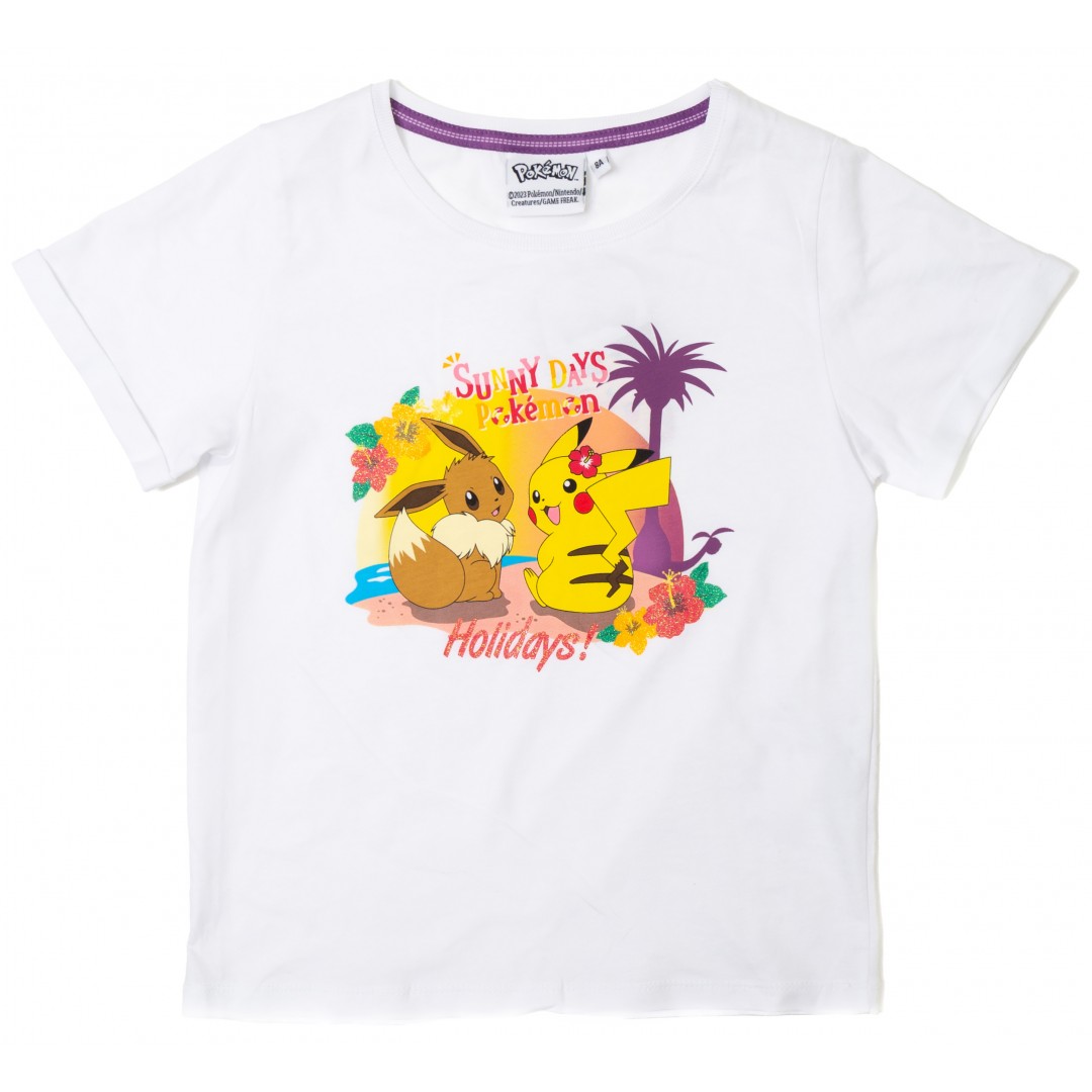 ORİJİNAL POKEMON PIKACHU SİMLİ BASKILI PAMUK COCUK T-SHIRT- 54938-BEYAZ