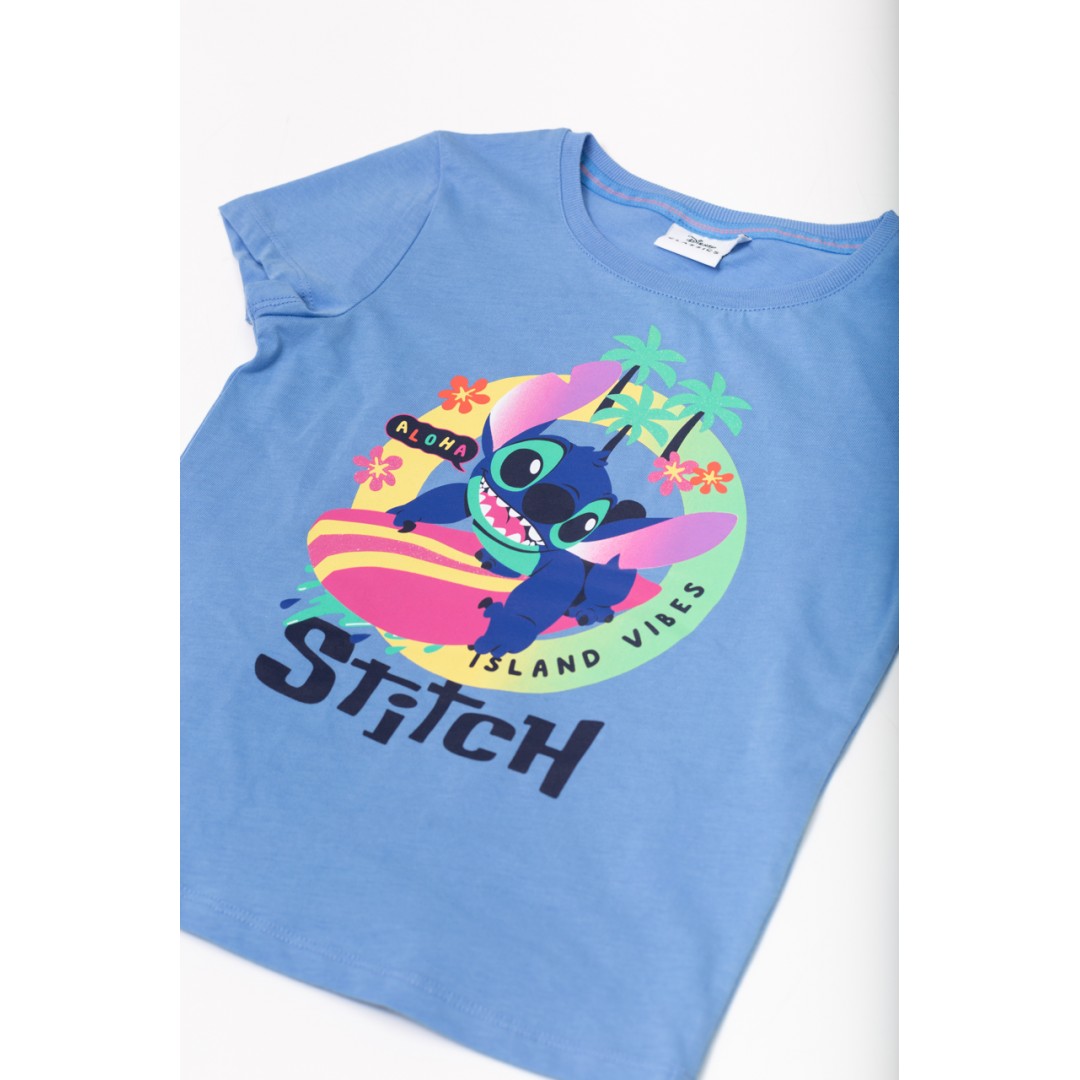 ORİJİNAL DISNEY STITCH SİMLİ BASKILI ÇOCUK T-SHIRT- 54937-MAVİ