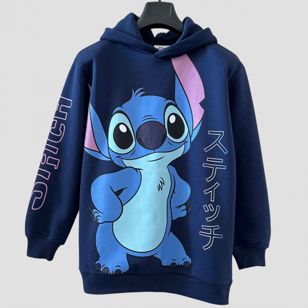ORİJİNAL DISNEY STITCH BASKILI KAPÜŞONLU SWEATSHIRT ŞARDONLU 55129 MOR