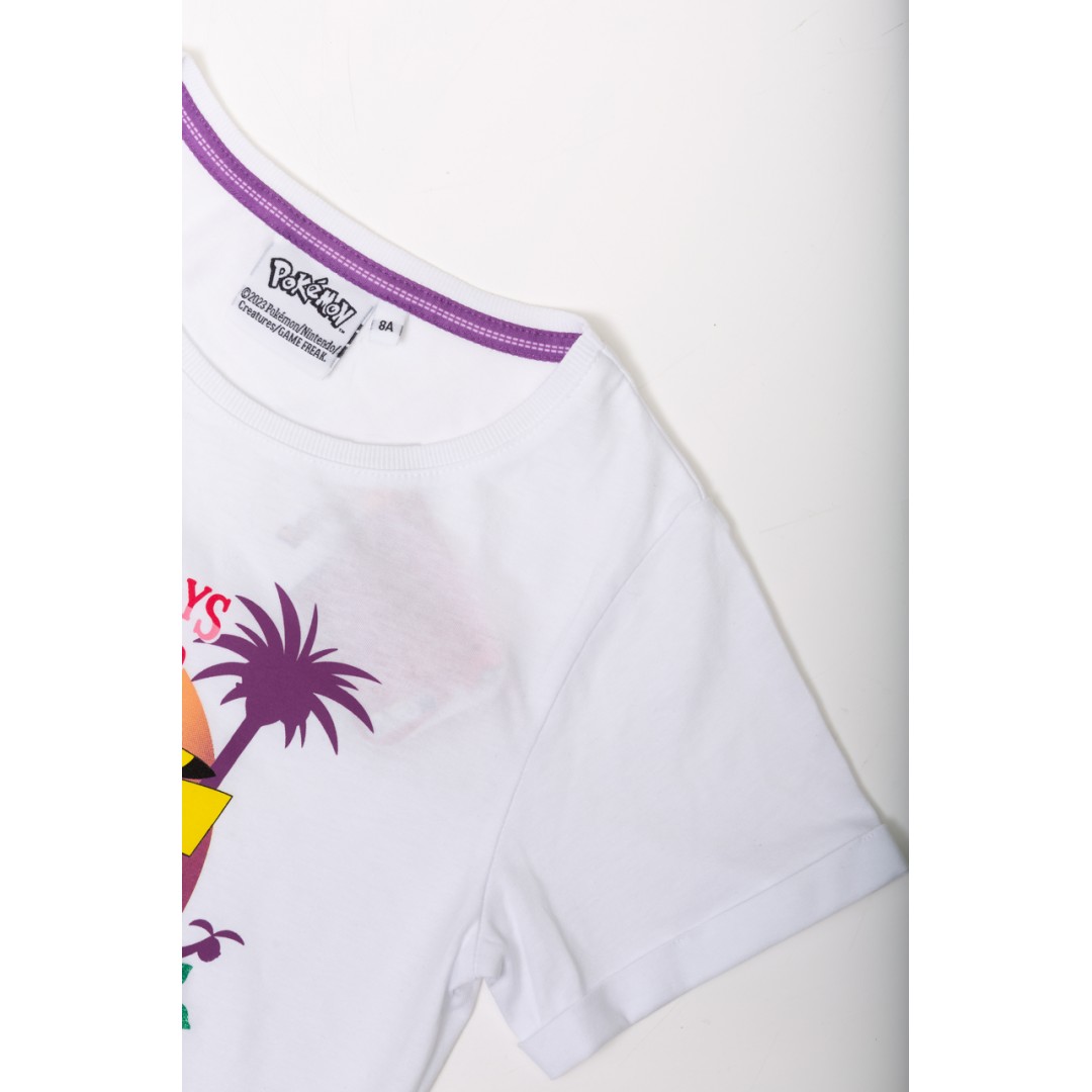 ORİJİNAL POKEMON PIKACHU SİMLİ BASKILI PAMUK COCUK T-SHIRT- 54938-BEYAZ