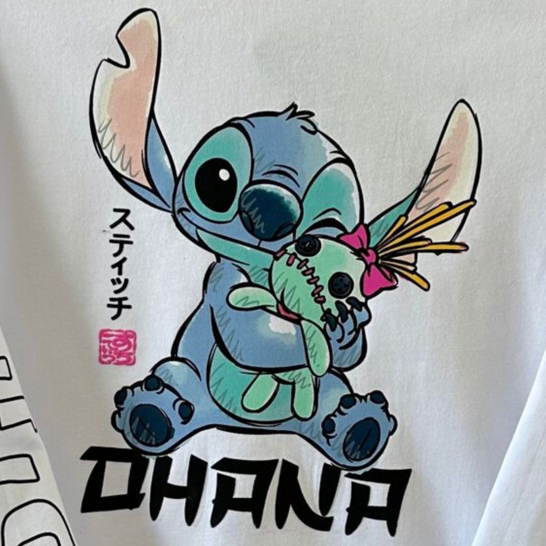 ORİJİNAL DISNEY STITCH KIZ ÇOCUK UZUN KOL TİŞÖRT 55217 BEYAZ